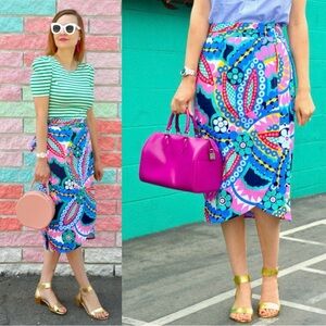 J.Crew Tie Back Tulip Skirt in Ratti Kaleidoscope Floral Size 4